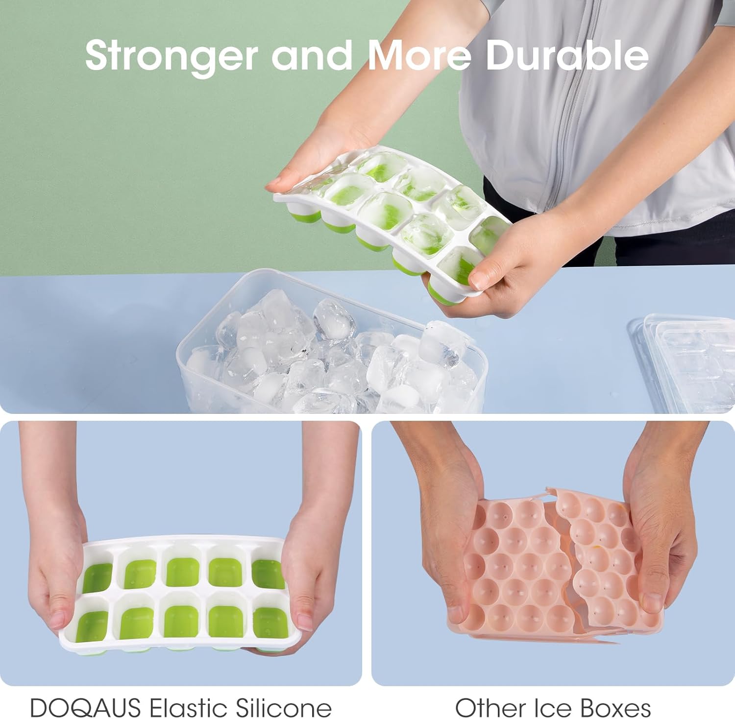 Stackable Silicone Ice Cube Trays with Storage Bin | ventumra