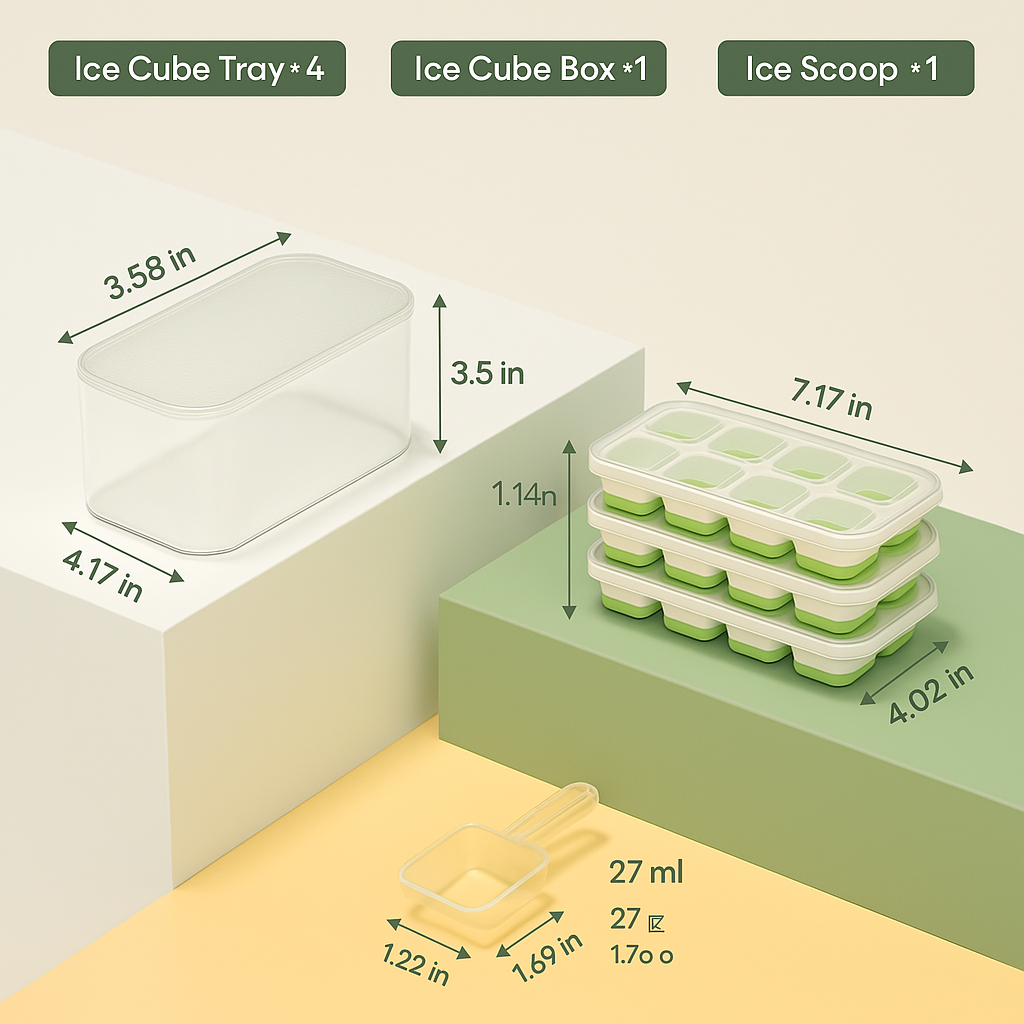 Stackable Silicone Ice Cube Trays with Storage Bin | ventumra