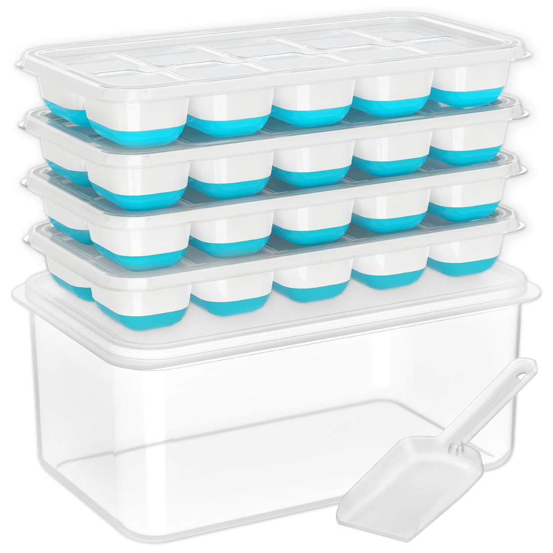 Stackable Silicone Ice Cube Trays with Storage Bin | ventumra