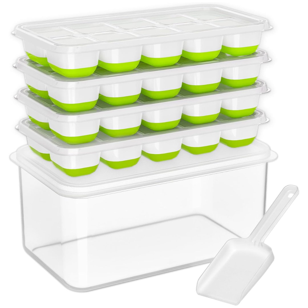 Stackable Silicone Ice Cube Trays with Storage Bin | ventumra