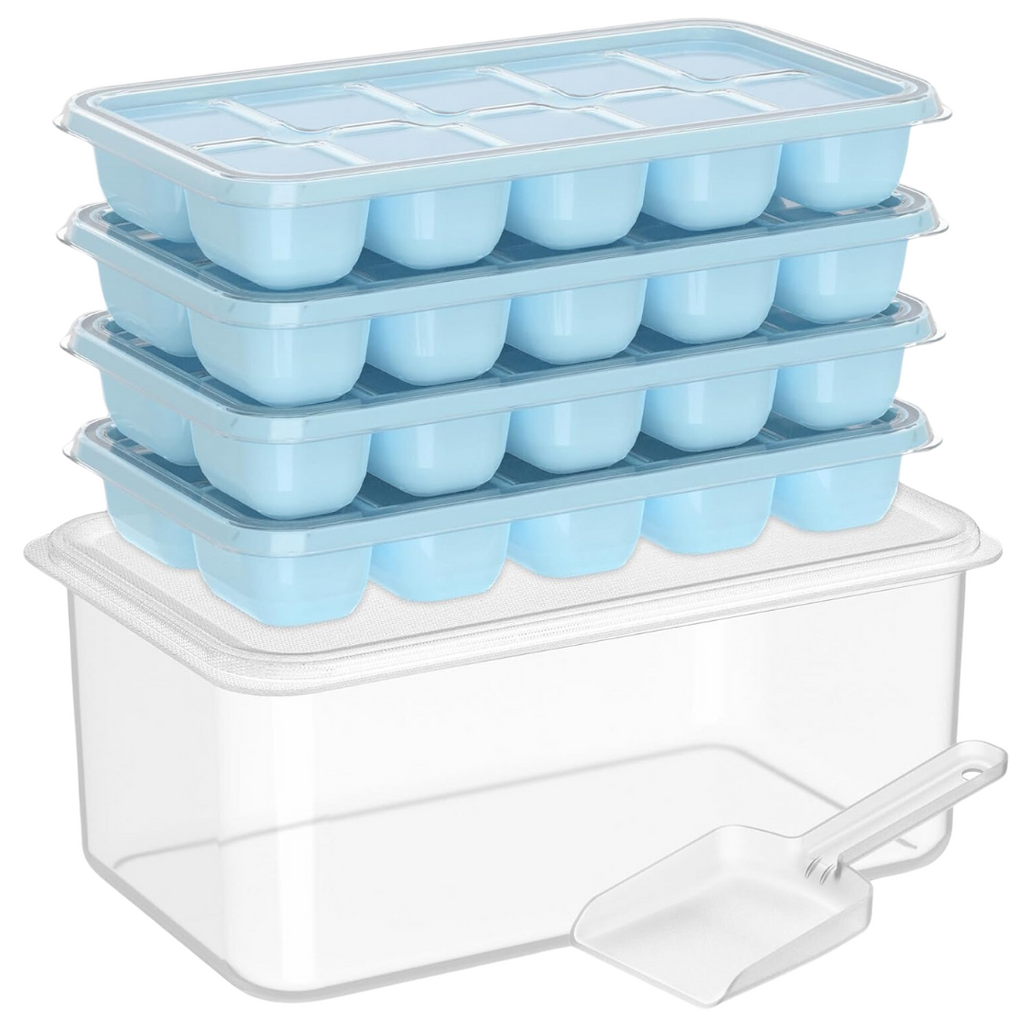 Stackable Silicone Ice Cube Trays with Storage Bin | ventumra