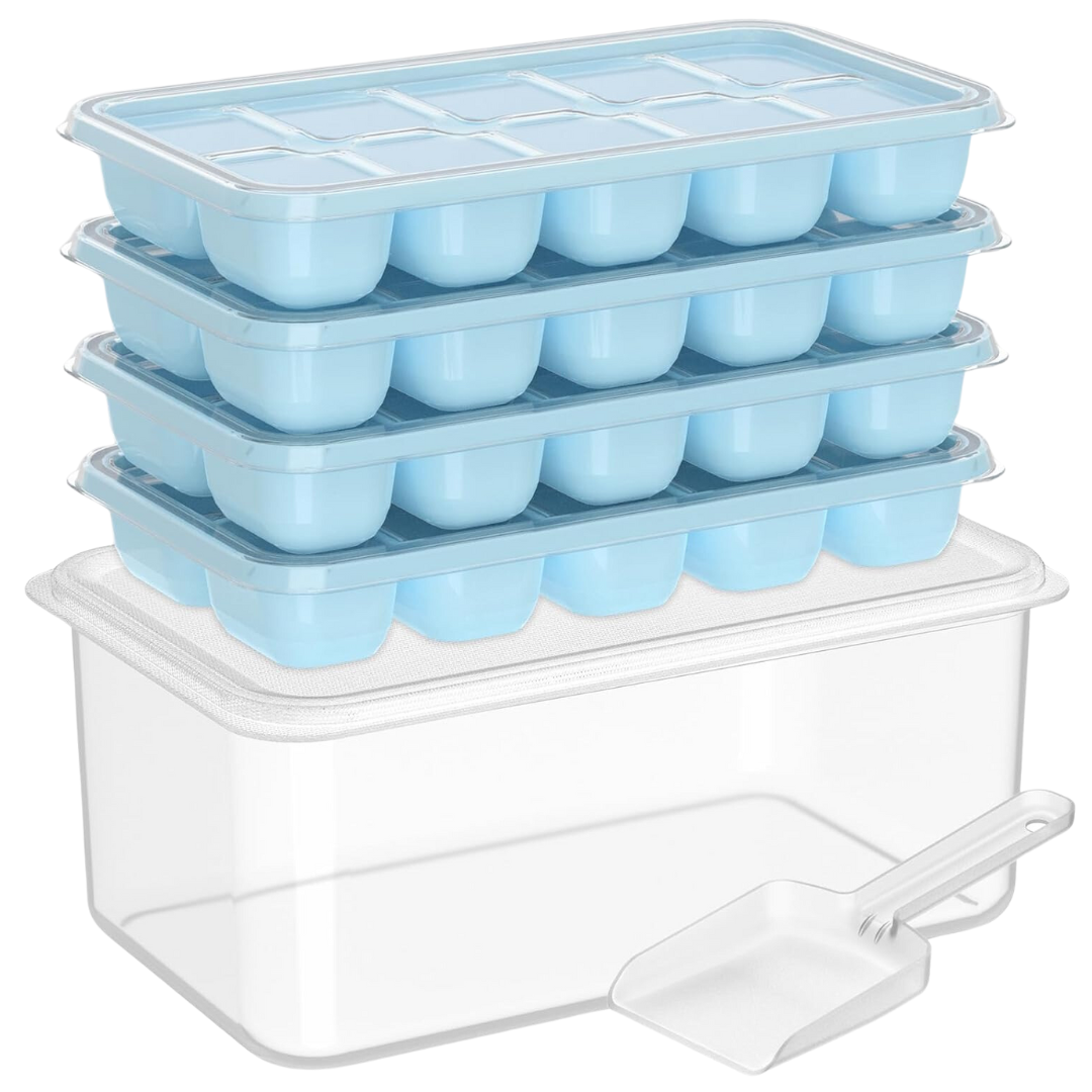 Stackable Silicone Ice Cube Trays with Storage Bin | ventumra