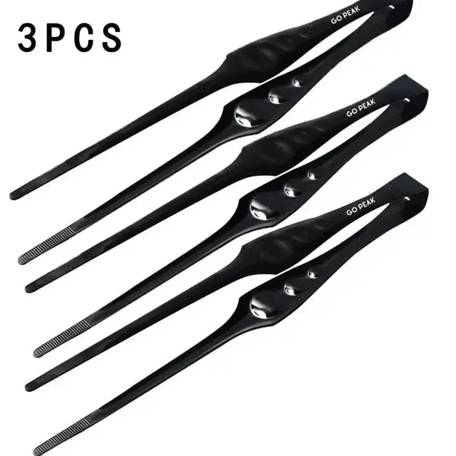 Conjunto de pinças para BBQ em aço inoxidável — pega ergonómica antiderrapante