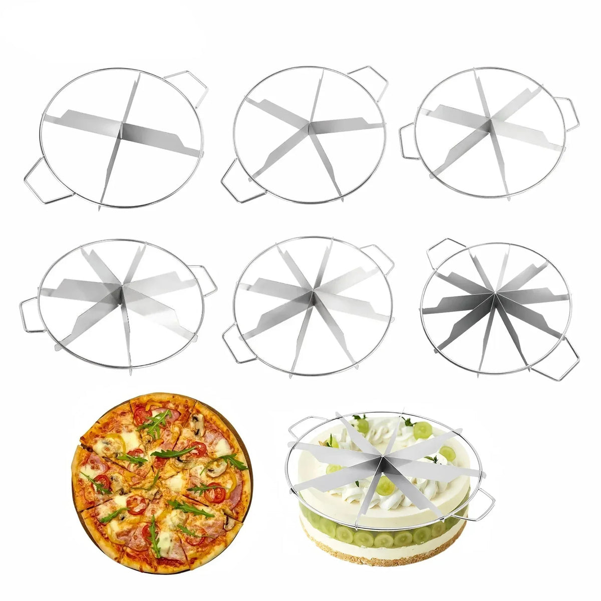 Stainless Steel Precision Cake Cutter — Adjustable 4–10 Portions
