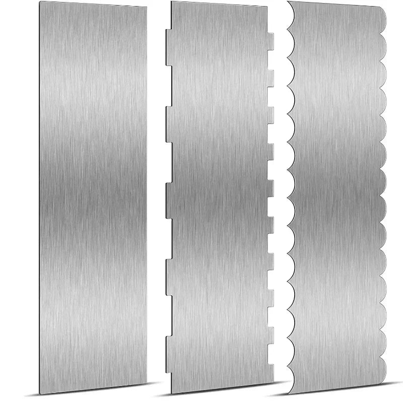 Stainless Steel Cake Smoother — Double-Sided Patterned Edges