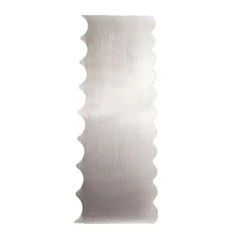 Stainless Steel Cake Smoother — Double-Sided Patterned Edges