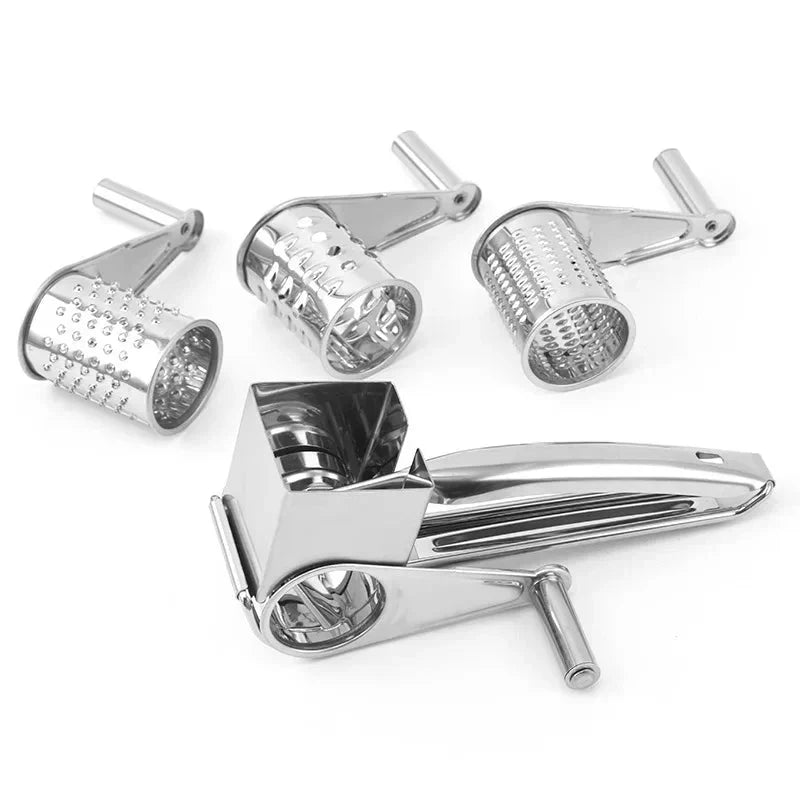 Küchenzauber Stainless Steel Kitchen Grater — 3 Cutting Attachments