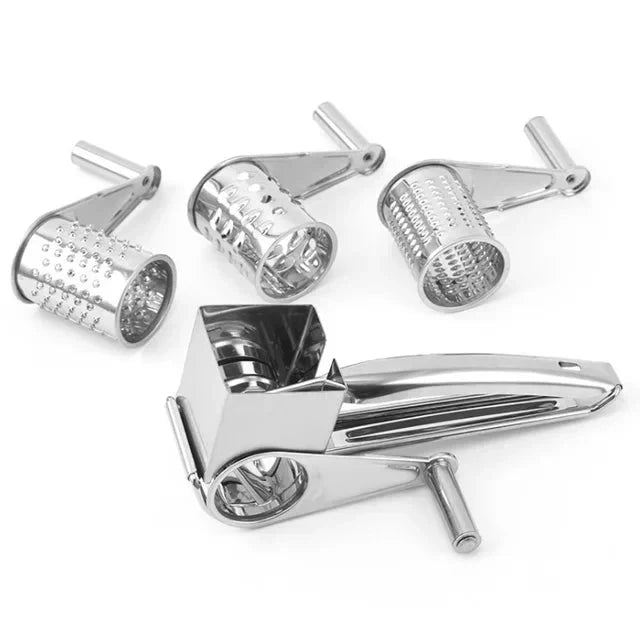 Küchenzauber Stainless Steel Kitchen Grater — 3 Cutting Attachments