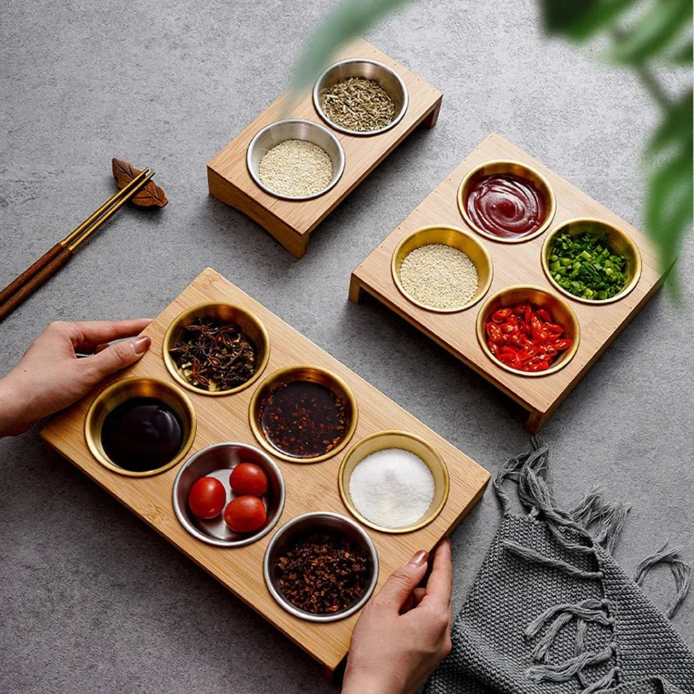 Stainless Steel and Bamboo Serving Set — Elegant Tableware