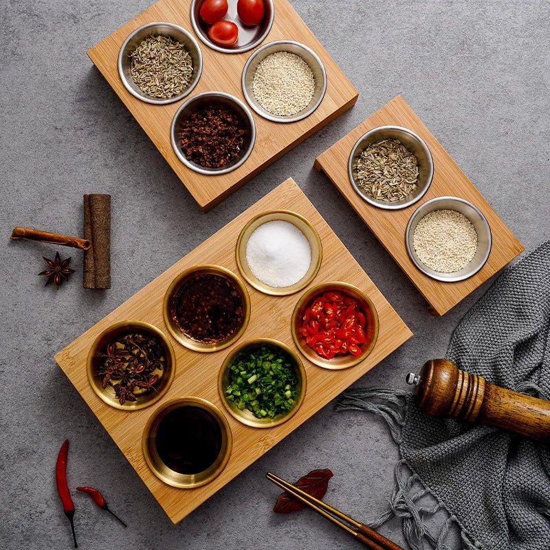 Stainless Steel and Bamboo Serving Set — Elegant Tableware