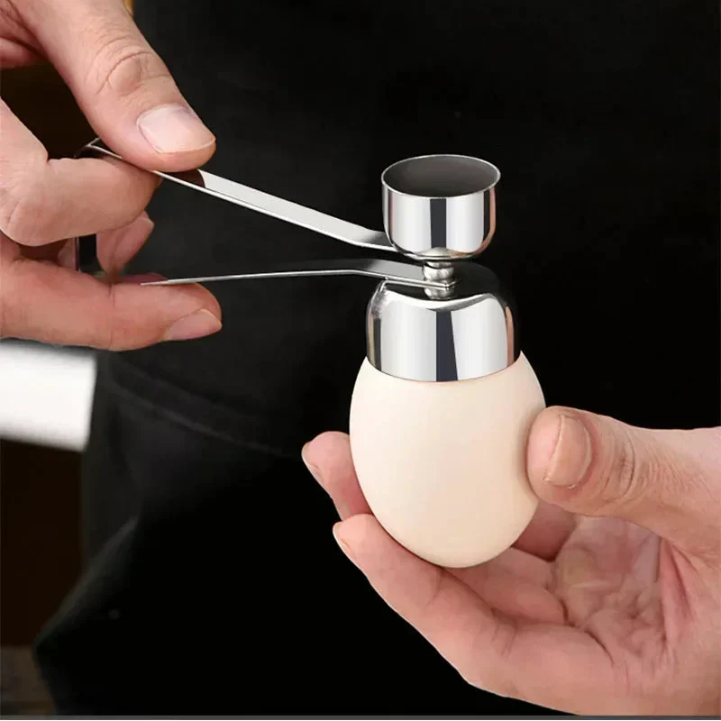 Stainless Steel Egg Slicer & Cracker — Dual-Hinge Design