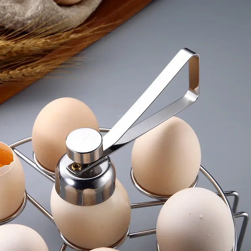 Stainless Steel Egg Slicer & Cracker — Dual-Hinge Design
