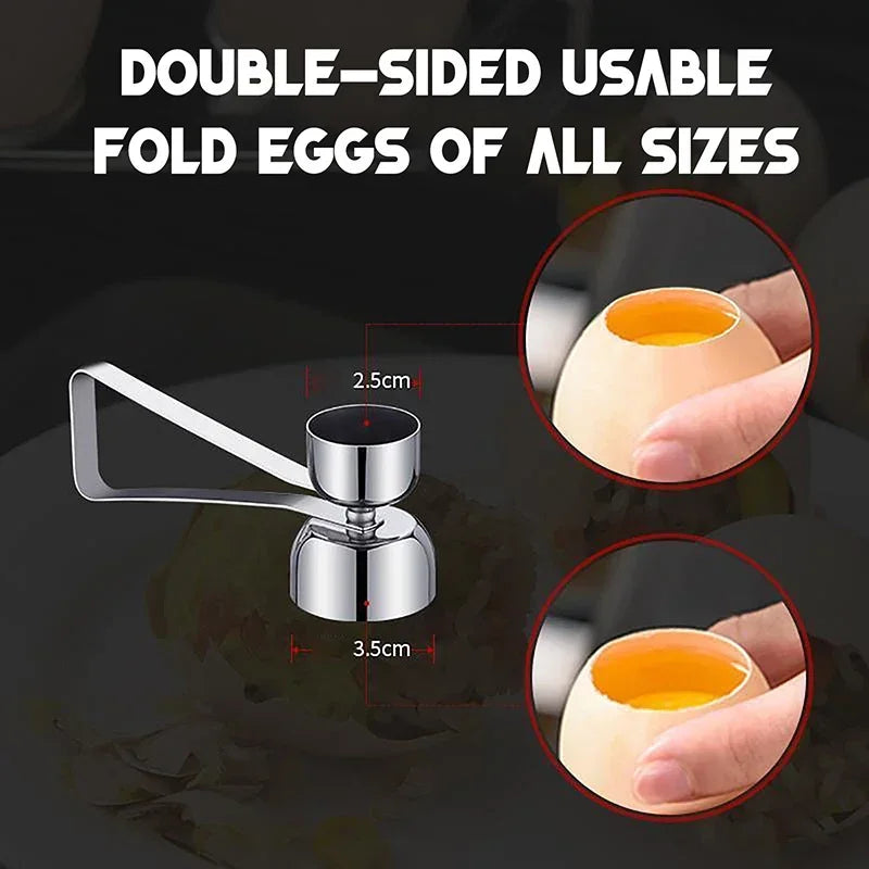 Stainless Steel Egg Slicer & Cracker — Dual-Hinge Design