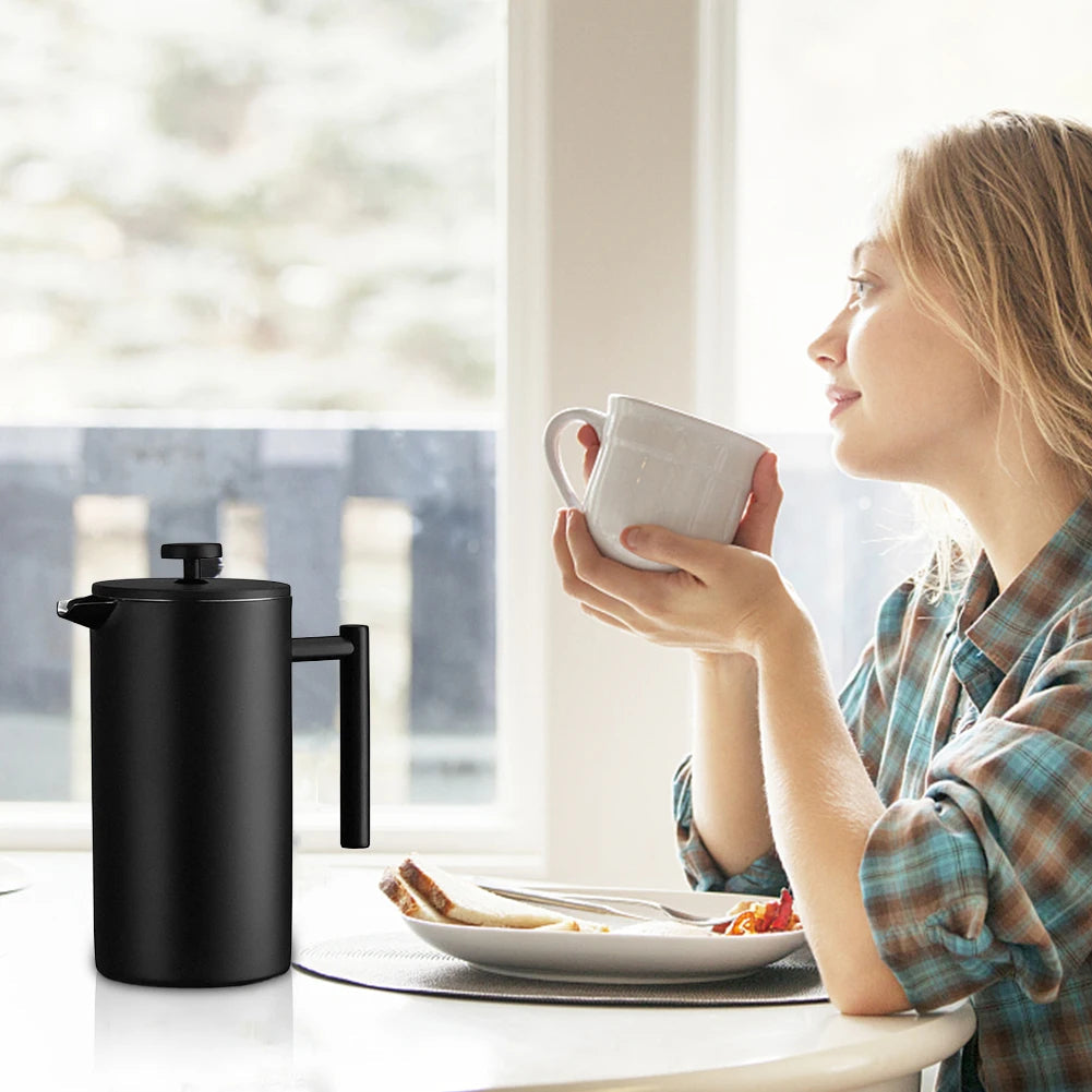 Prensa francesa térmica em aço inoxidável para café e chá