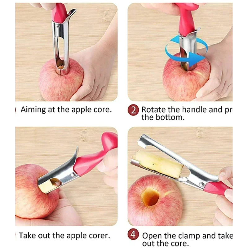 Stainless Steel Fruit Corer — Sharp Serrated Blade, Easy Twisting