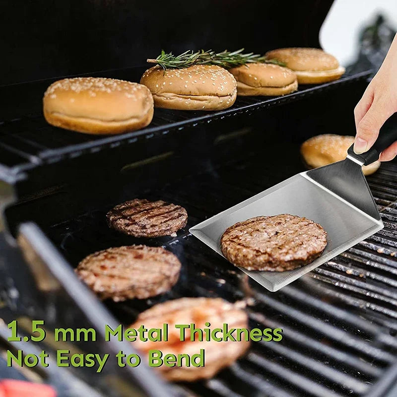 Premium BBQ Spatula — Stainless Steel Grill Tool with Cutting Edge
