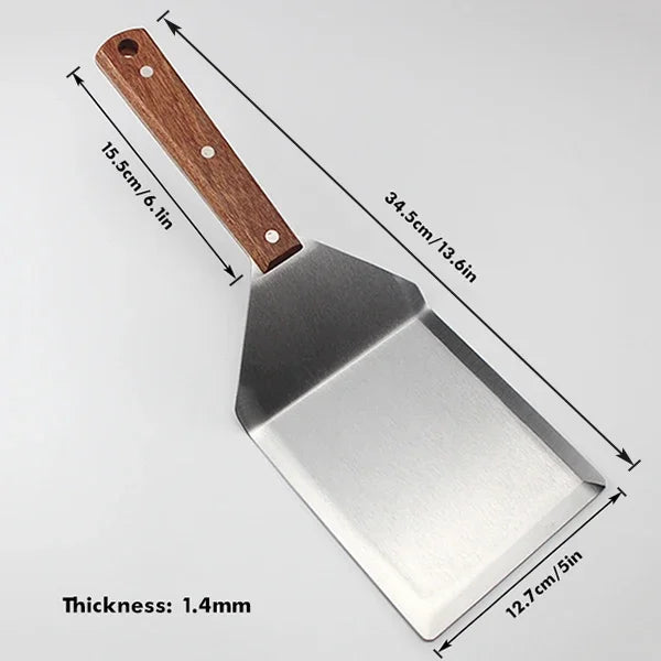 Premium BBQ Spatula — Stainless Steel Grill Tool with Cutting Edge