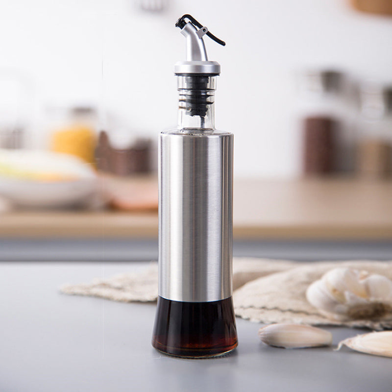 Stainless Steel Oil Dispenser — Glass Container, Controlled Pour