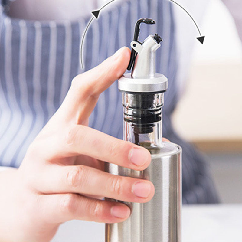 Stainless Steel Oil Dispenser — Glass Container, Controlled Pour
