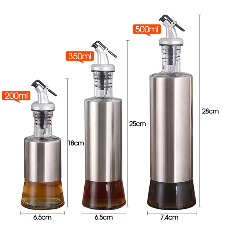 Stainless Steel Oil Dispenser — Glass Container, Controlled Pour