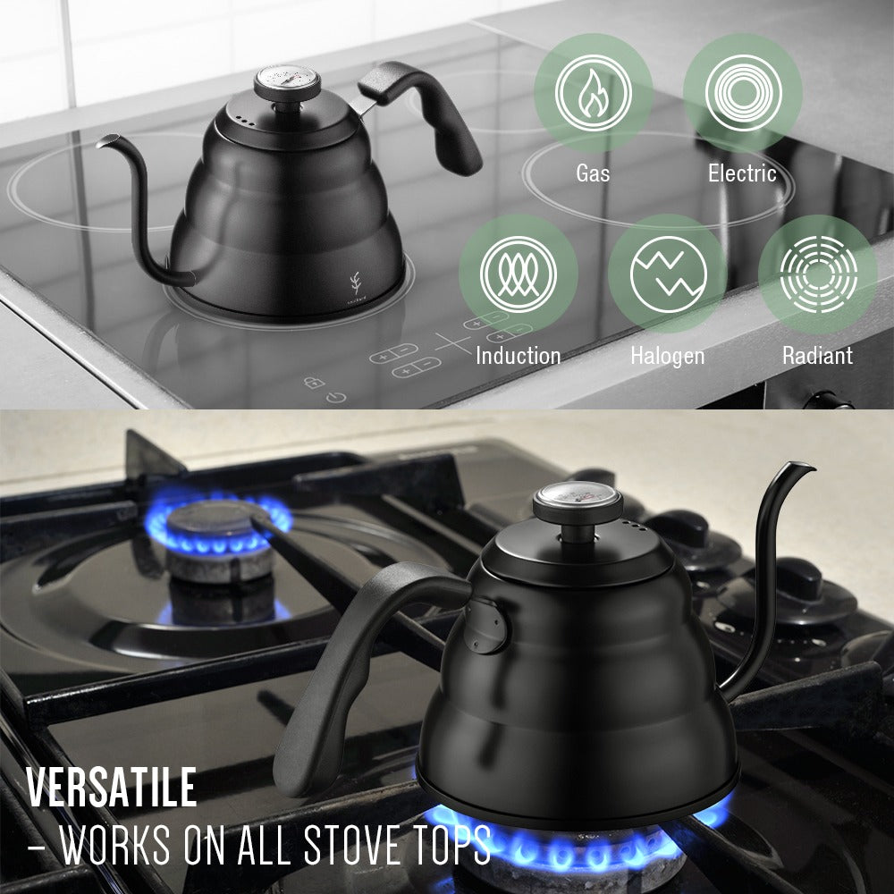 Stainless Steel Coffee Kettle with Built-In Thermometer