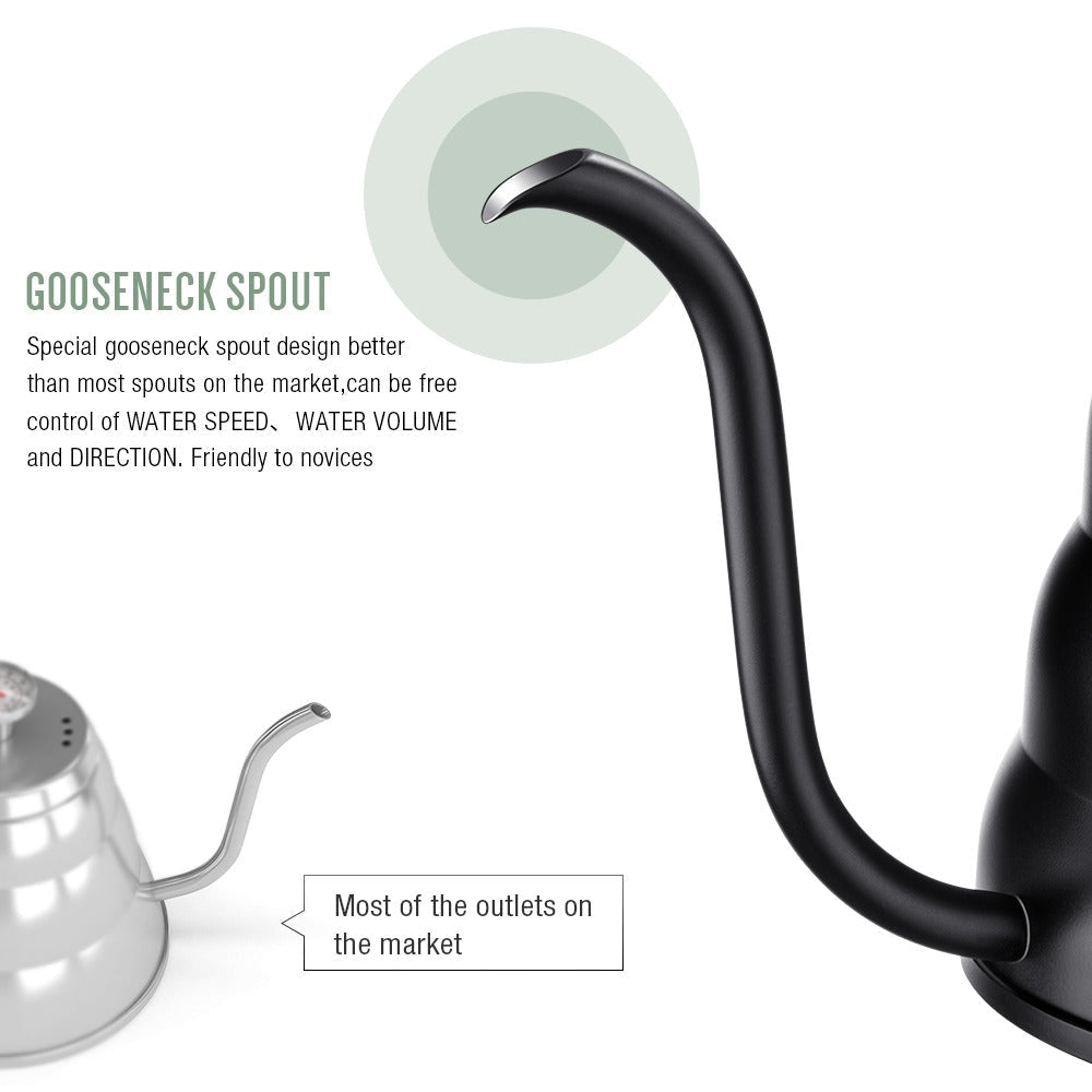 Stainless Steel Coffee Kettle with Built-In Thermometer
