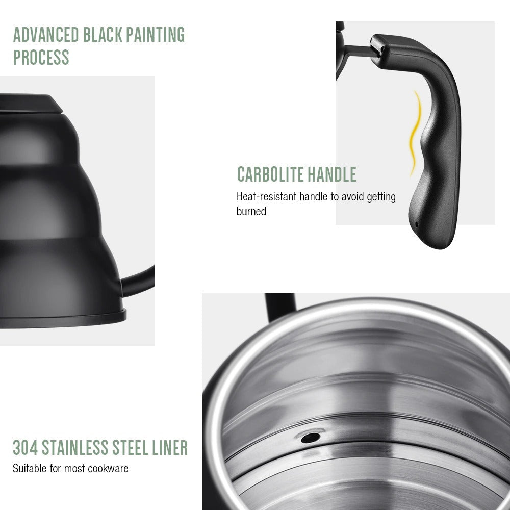 Stainless Steel Coffee Kettle with Built-In Thermometer
