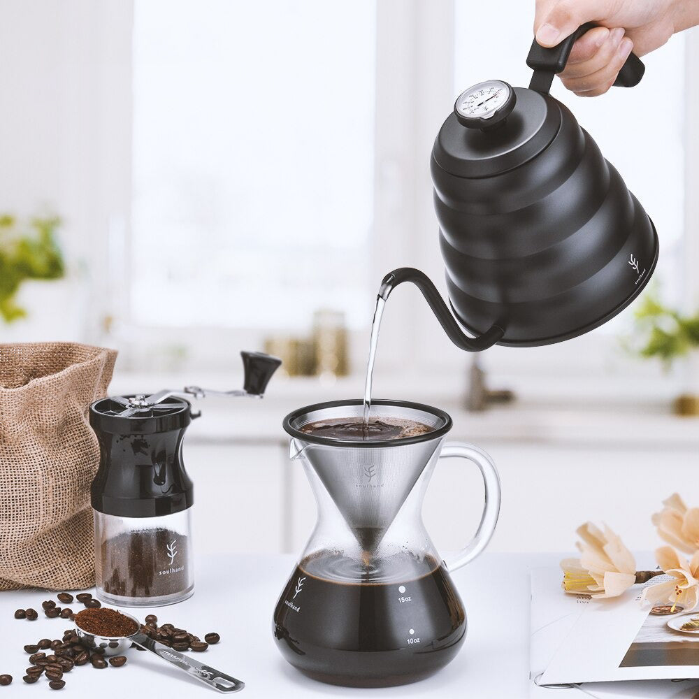 Stainless Steel Coffee Kettle with Built-In Thermometer