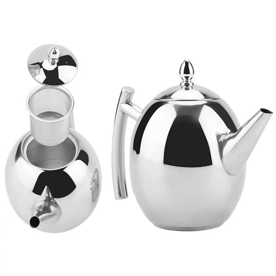 Elegant Stainless Steel Teapot — Removable Filter, 1-Year Warranty