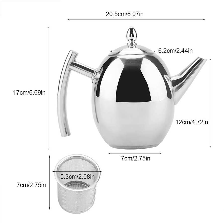 Elegant Stainless Steel Teapot — Removable Filter, 1-Year Warranty