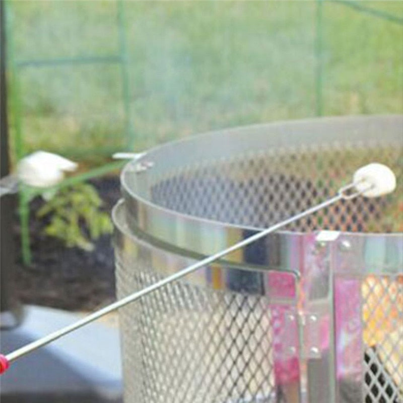 Adjustable Stainless Steel Grill Spit — Wooden Handle