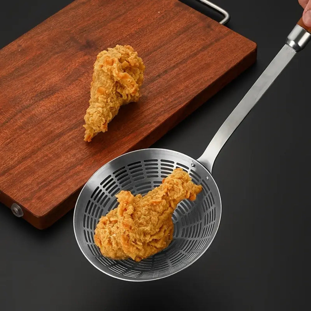 Stainless Steel Wooden Strainer Ladle | ventumra