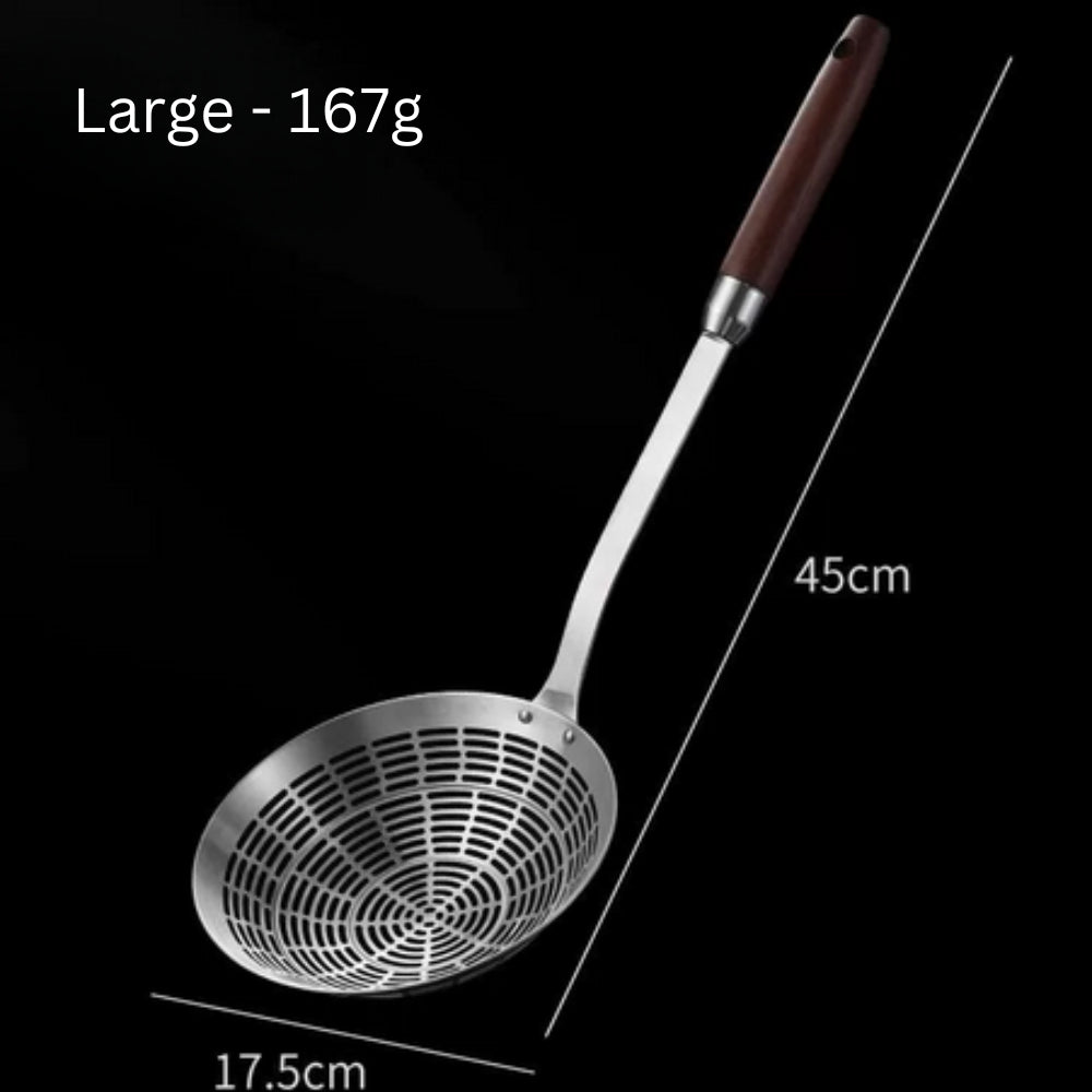 Stainless Steel Wooden Strainer Ladle | ventumra