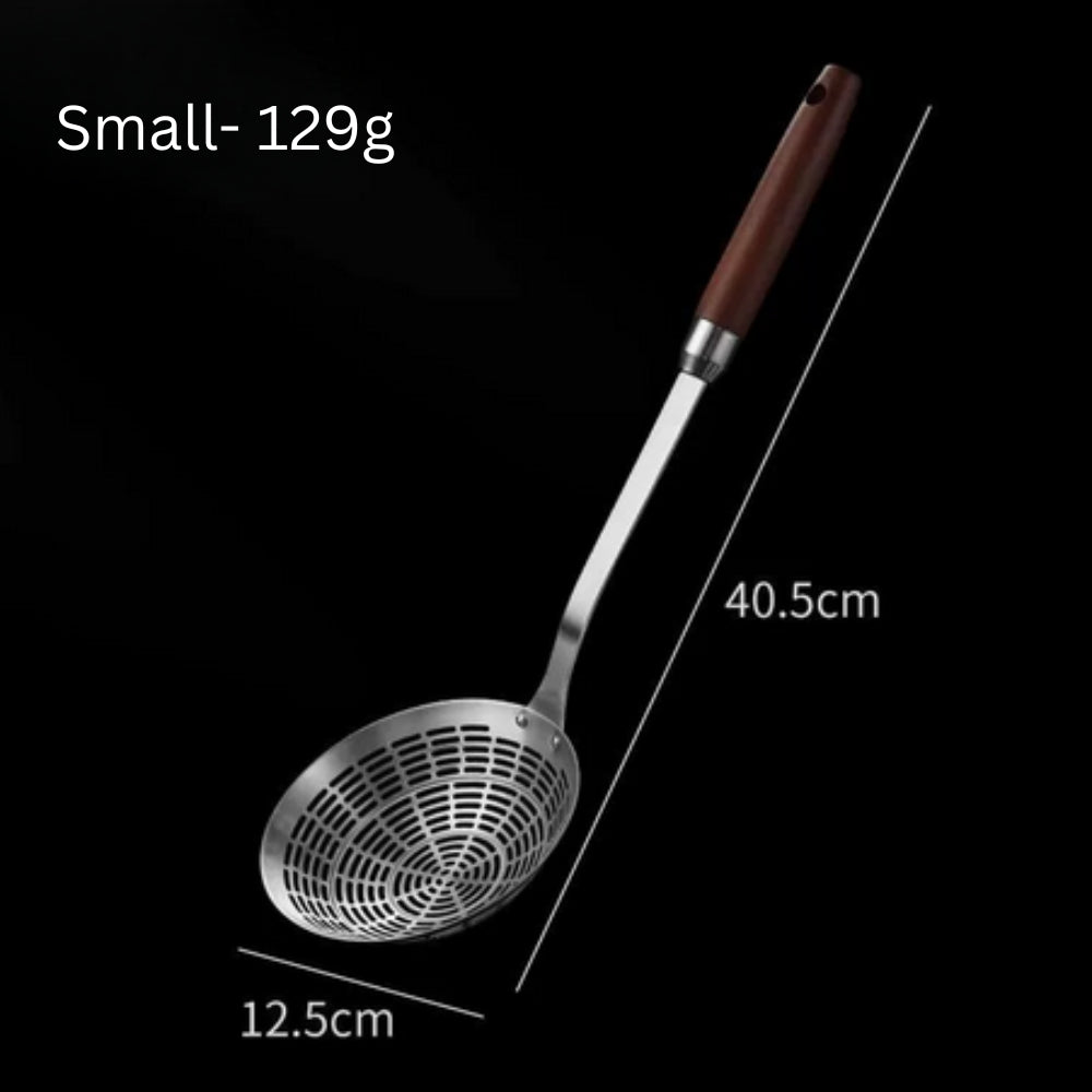 Stainless Steel Wooden Strainer Ladle | ventumra