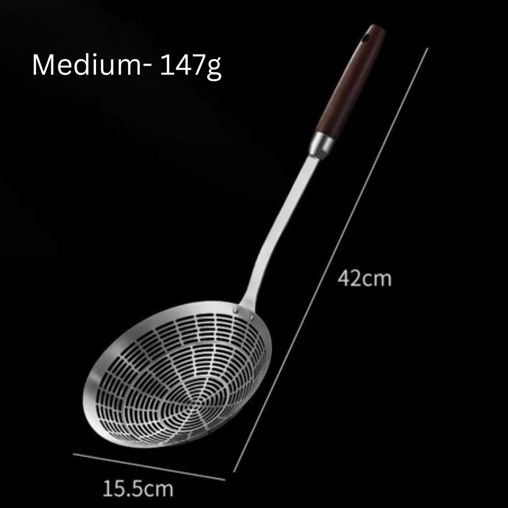 Stainless Steel Wooden Strainer Ladle | ventumra
