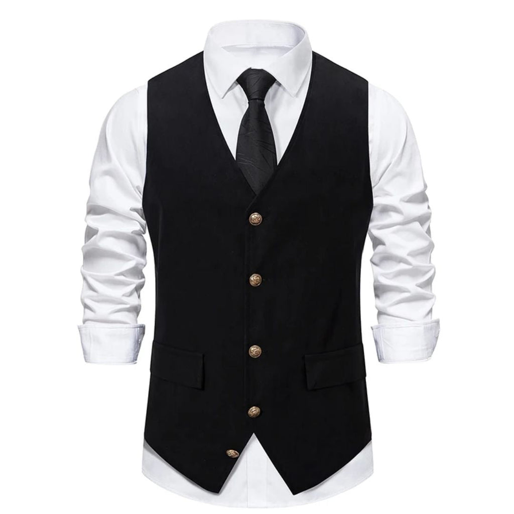 MannerStyle vintageväst i grönt mockaläder för män — slim fit