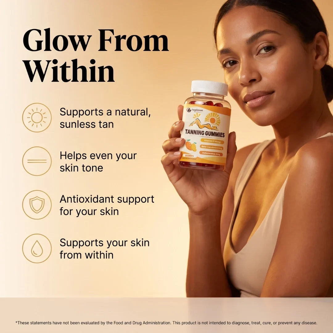 Caramelle gommose autoabbronzanti: luminosità naturale con astaxantina e betacarotene