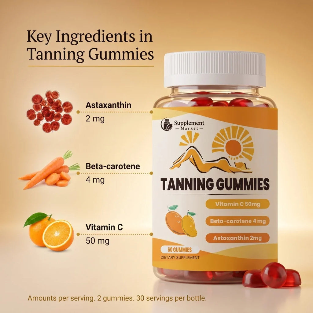 Caramelle gommose autoabbronzanti: luminosità naturale con astaxantina e betacarotene