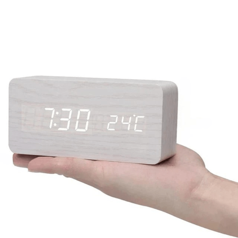 TIMBERGLOW LED Alarm Clock – Digital & Stylish in Natural Wood Design | ventumra