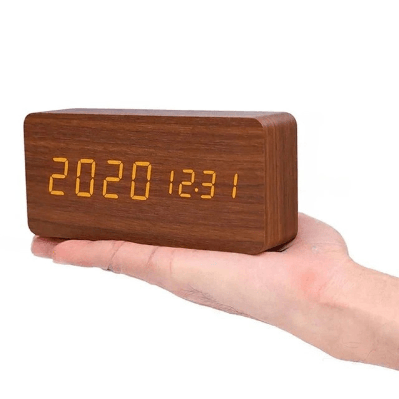TIMBERGLOW LED Alarm Clock – Digital & Stylish in Natural Wood Design | ventumra