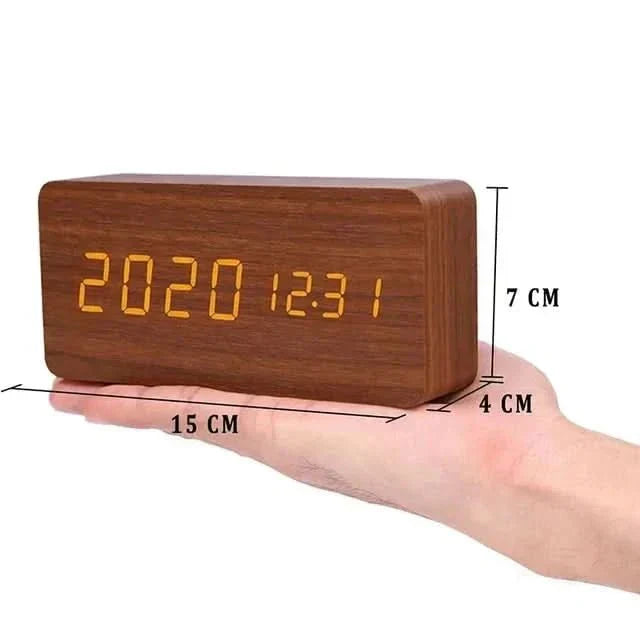 TIMBERGLOW LED Alarm Clock – Digital & Stylish in Natural Wood Design | ventumra