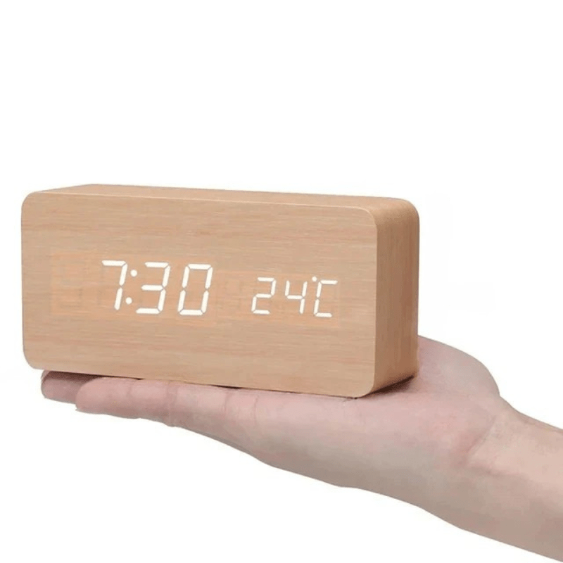 TIMBERGLOW LED Alarm Clock – Digital & Stylish in Natural Wood Design | ventumra