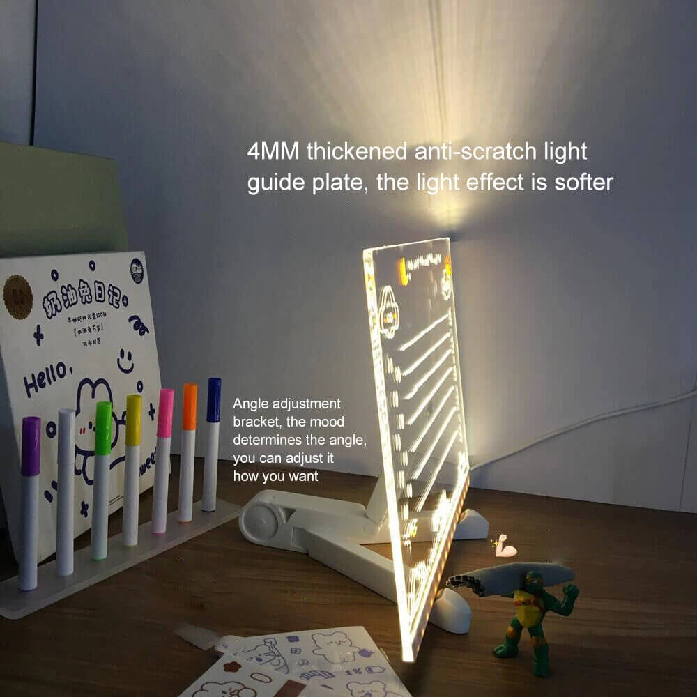 Transparent Luminous Acrylic Writing Board with 7 Colored Markers – Reusable Message Board with LED Lighting | ventumra