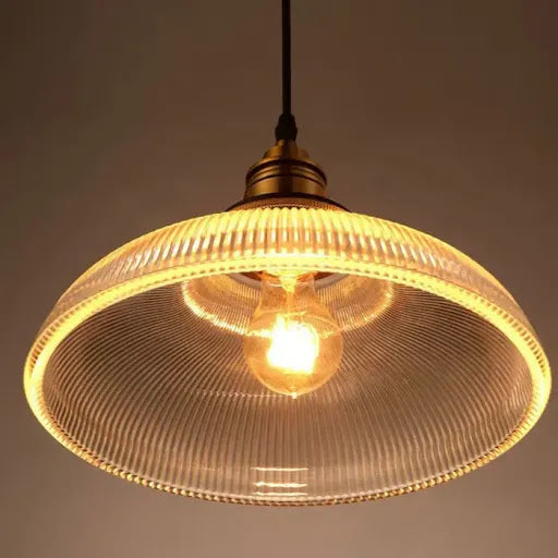 Wisząca lampa z bursztynowym prążkowanym szkłem | Ventumra