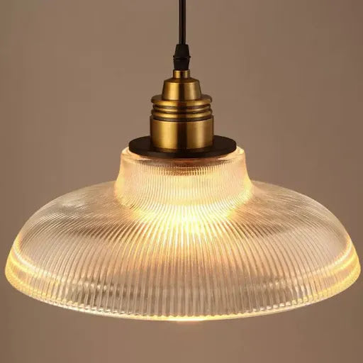 Wisząca lampa z bursztynowym prążkowanym szkłem | Ventumra