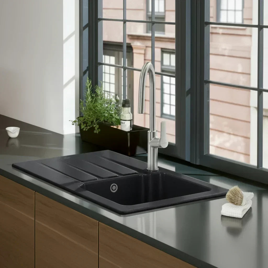 FormaLine 50 Ceramic Washbasin — Chromite Finish, Robust Build, Elegant Profile