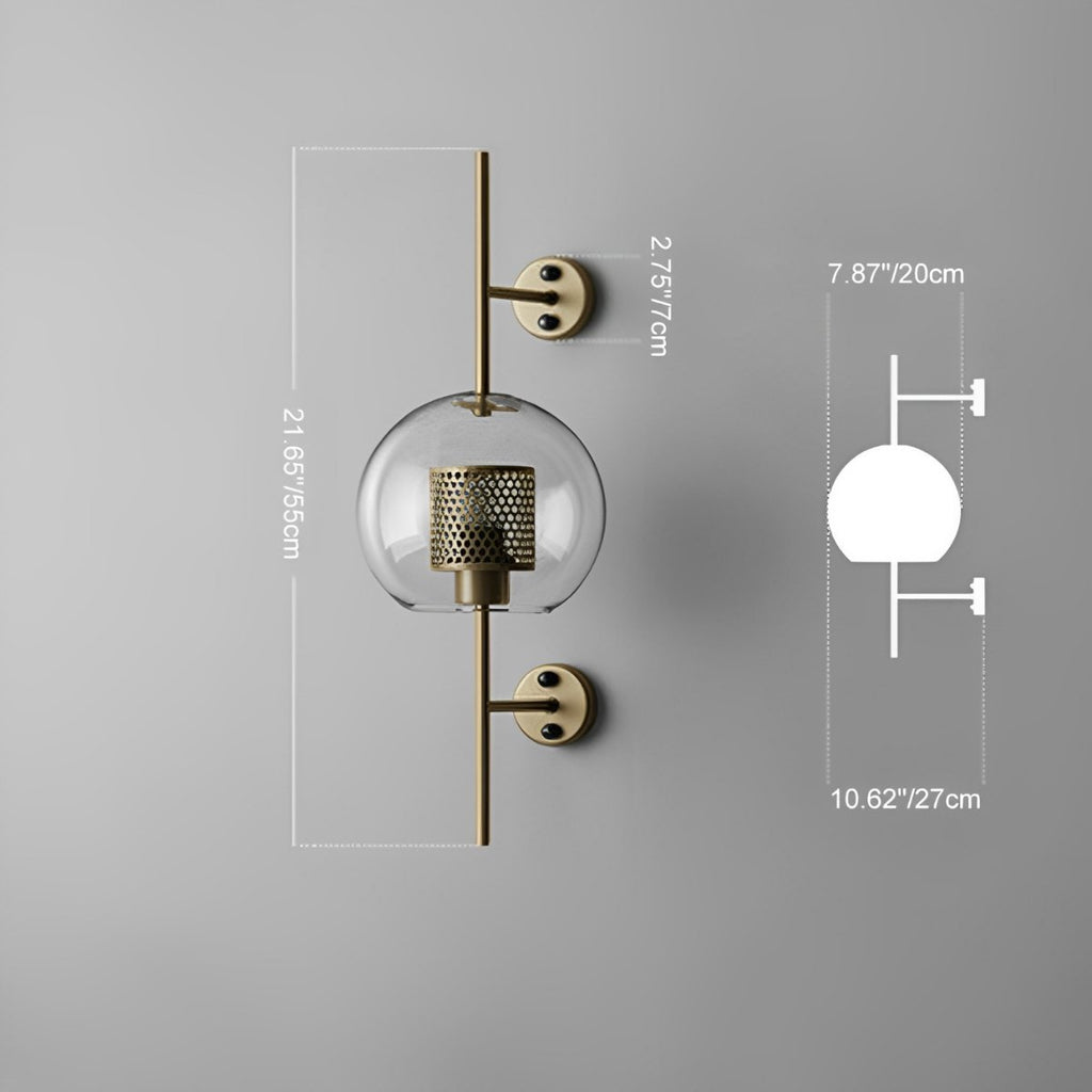 Væglampe med glasrør og metalstang | Ventumra