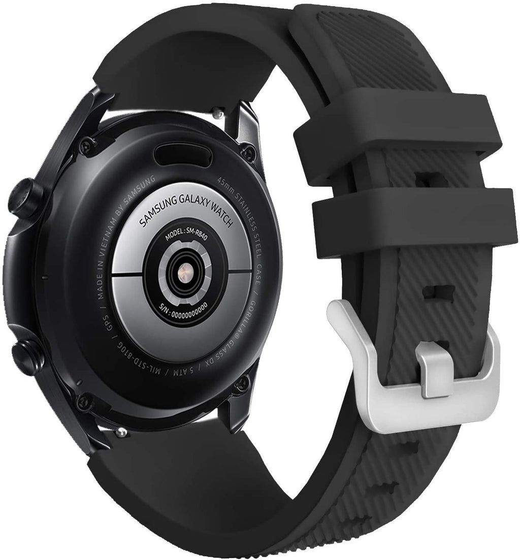 سوار سيليكون أسود لساعة Samsung Galaxy Watch 3 مقاس 45 مم للاستخدام اليومي | فينتومرا