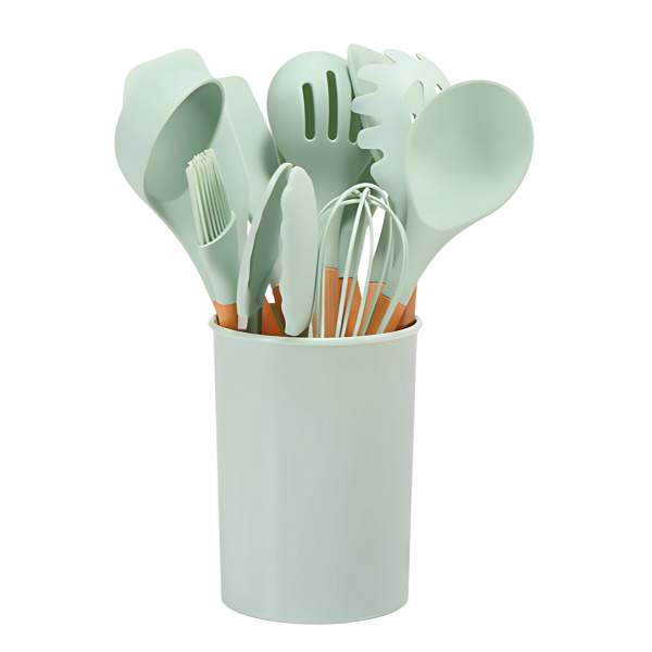 12 Piece Kitchen Utensil Set with Bamboo Handles | ventumra