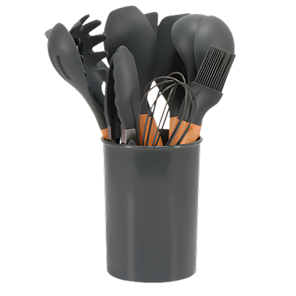 12 Piece Kitchen Utensil Set with Bamboo Handles | ventumra